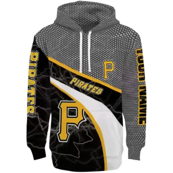 Pittsburgh Pirates Black Gray Hex Mesh Custom Hoodie