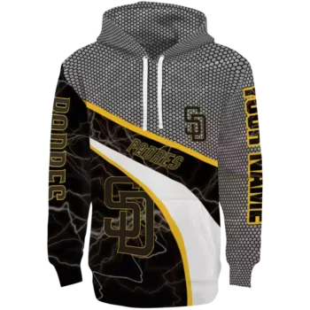 San Diego Padres Custom Hexagonal Mesh Brown Black Gray Hoodie