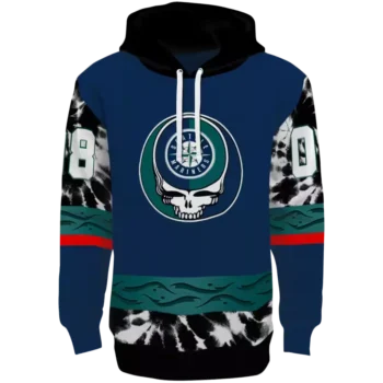 Seattle Mariners Grateful Vibes Navy Blue Custom Hoodie