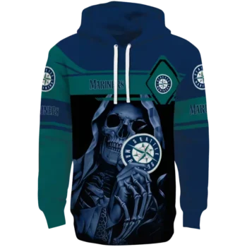 Seattle Mariners Grim Reaper Hoodie - Navy Blue Black Custom