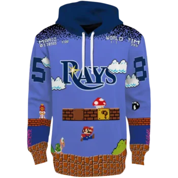 Custom Tampa Bay Rays Mario Blue & Black Hoodie - MLB Fan Gear