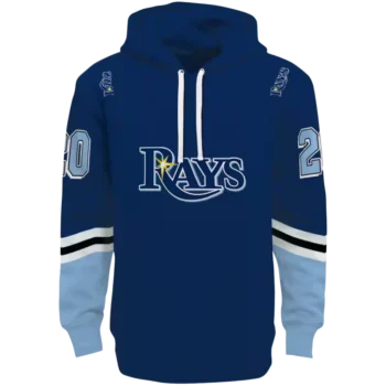 Tampa Bay Rays Navy Hoodie with Striped Sleeves – Custom Design