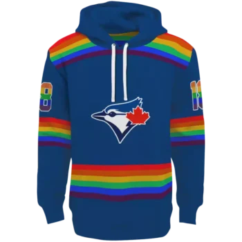 Toronto Blue Jays Custom Rainbow Stripes Blue Hoodie - Stylish MLB Gear