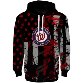 Washington Nationals Distressed Flag Hoodie - Red & Black Custom