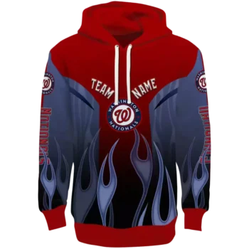 Washington Nationals Red Hoodie with Custom Flame Design