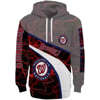 Washington Nationals Red Black Gray Hex Mesh Custom Hoodie