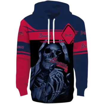 Custom Atlanta Braves Grim Reaper Navy Black Hoodie
