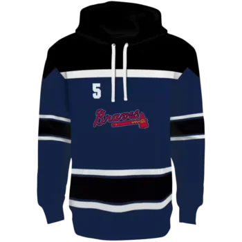 Atlanta Braves Custom Navy Striped Hoodie – Personalized MLB Gear