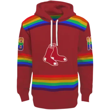 Custom Boston Red Sox Rainbow Stripes Red Hoodie – Personalized Fan Gear