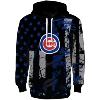Chicago Cubs Distressed Blue & Black Flag Custom Hoodie