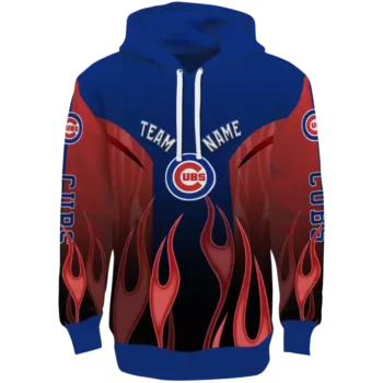 Chicago Cubs Blue Hoodie with Custom Flame Design - Men's & Women's