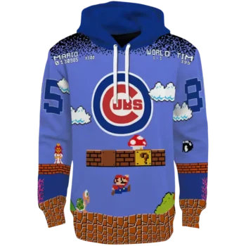 Chicago Cubs Mario Hoodie - Custom Blue & Black Pullover