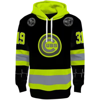 Chicago Cubs Custom Black Neon Green Safety Hoodie