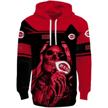 Custom Cincinnati Reds Grim Reaper Hoodie - Red & Black Design