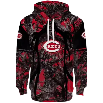 Cincinnati Reds Hunting Hoodie - Custom Red Black Team Sweatshirt