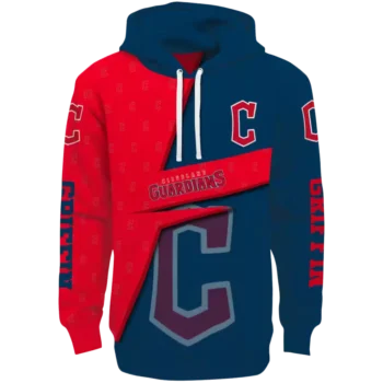 Cleveland Guardians Navy Blue Abstract Shape Custom Hoodie