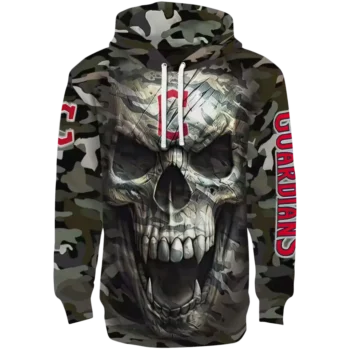 Cleveland Guardians Camo Skull Hoodie – Custom MLB Gear