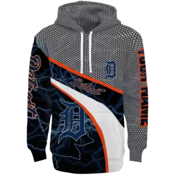 Detroit Tigers Custom Hex Mesh Navy Black Gray Hoodie