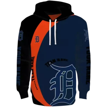 Detroit Tigers Custom Navy Black Minimalist Hoodie