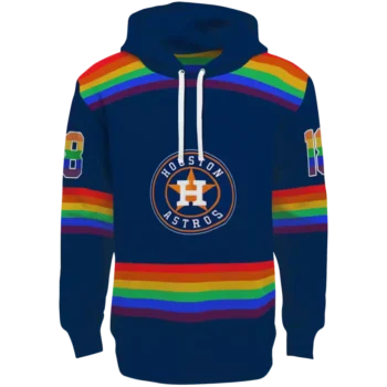 Custom Houston Astros Blue Hoodie with Rainbow Stripes