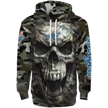 Personalized LA Dodgers Camo Skull Hoodie – Custom MLB Gear
