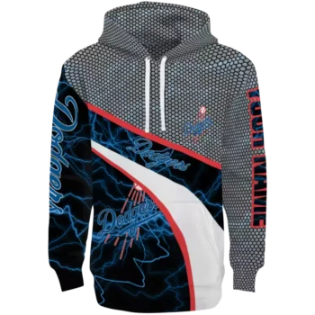 Custom LA Dodgers Blue Black Gray Hex Mesh Hoodie