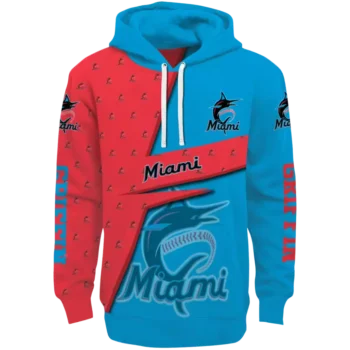 Miami Marlins Blue Abstract Shape Custom Hoodie – Personalized Gear