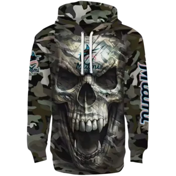 Miami Marlins Camo Skull Hoodie – Customizable Streetwear Top