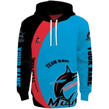 Miami Marlins Custom Blue Black Minimalist Hoodie