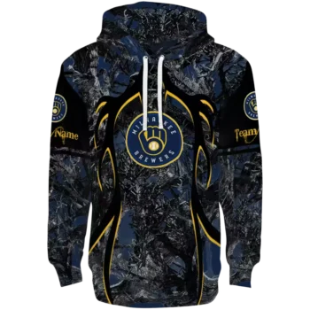 Milwaukee Brewers Hunting Hoodie - Navy Blue & Black Custom Tee