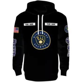 Milwaukee Brewers Punisher Skull Black Custom Hoodie