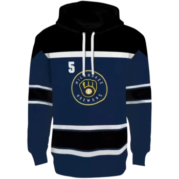 Milwaukee Brewers Navy Blue Striped Custom Hoodie