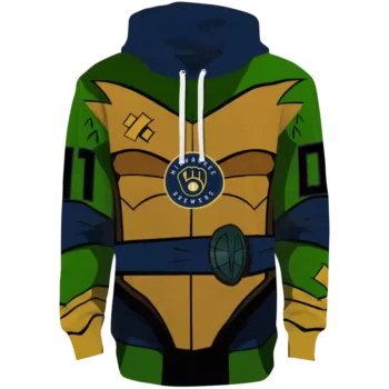 Milwaukee Brewers Superhero Armor Navy Blue Green Hoodie - Custom