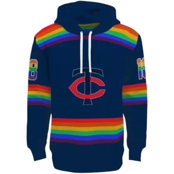 Minnesota Twins Rainbow Stripes Navy Custom Hoodie | MLB Gear