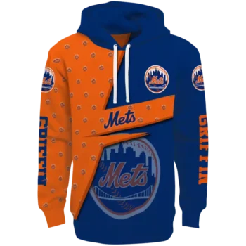 New York Mets Blue Abstract Shape Custom Hoodie - Men's & Women's