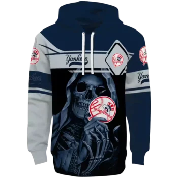 Custom NY Yankees Grim Reaper Navy Black Hoodie – Personalized