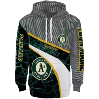 Oakland Athletics Custom Green Black Gray Hex Mesh Hoodie