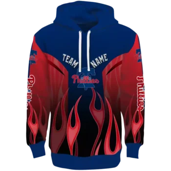 Philadelphia Phillies Blue Hoodie with Custom Flame Design