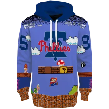 Philadelphia Phillies Mario Blue Black Custom Hoodie – MLB Gear