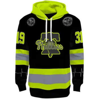 Custom Philadelphia Phillies Neon Green Black Safety Hoodie