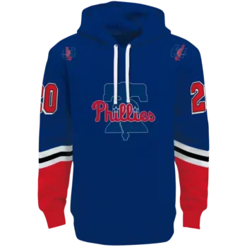 Custom Philadelphia Phillies Blue Hoodie with Striped Sleeves