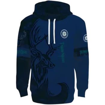Seattle Mariners Custom Navy Blue Deer Silhouette Hoodie