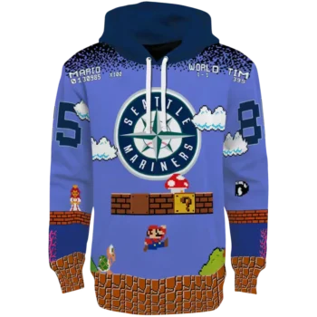 Seattle Mariners Customized Mario Blue & Black Hoodie - Stylish Fan Gear