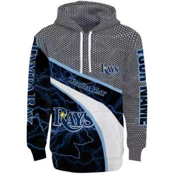 Tampa Bay Rays Custom Navy Black Gray Hex Mesh Hoodie