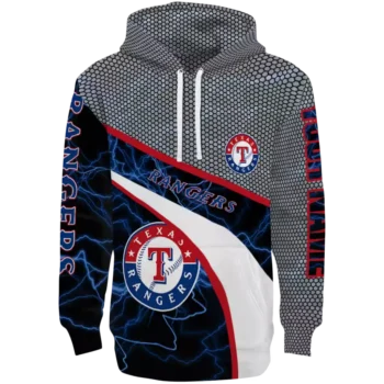 Texas Rangers Custom Hexagonal Mesh Hoodie – Blue, Black, Gray