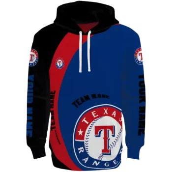Texas Rangers Custom Minimalist Blue & Black Hoodie