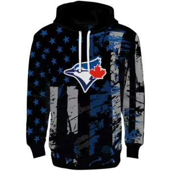 Custom Toronto Blue Jays Distressed Flag Hoodie – Blue Black