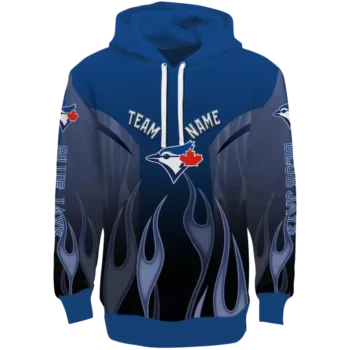 Toronto Blue Jays Custom Flame Design Blue Hoodie – Stylish MLB Gear