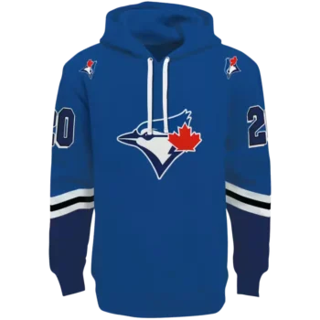 Custom Toronto Blue Jays Blue Striped Sleeve Hoodie