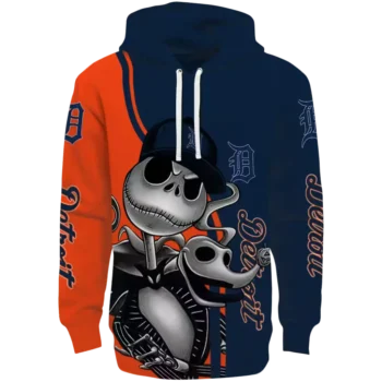 Detroit Tigers Jack Skellington Hoodie – Navy MLB Fan Sweatshirt